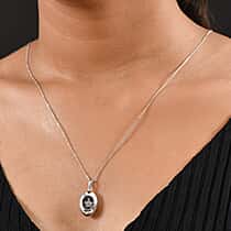 LUXURIANT Lab Grown Diamond Star Pendant with Chain in Rhodium Overlay Sterling Silver, 20 Inch