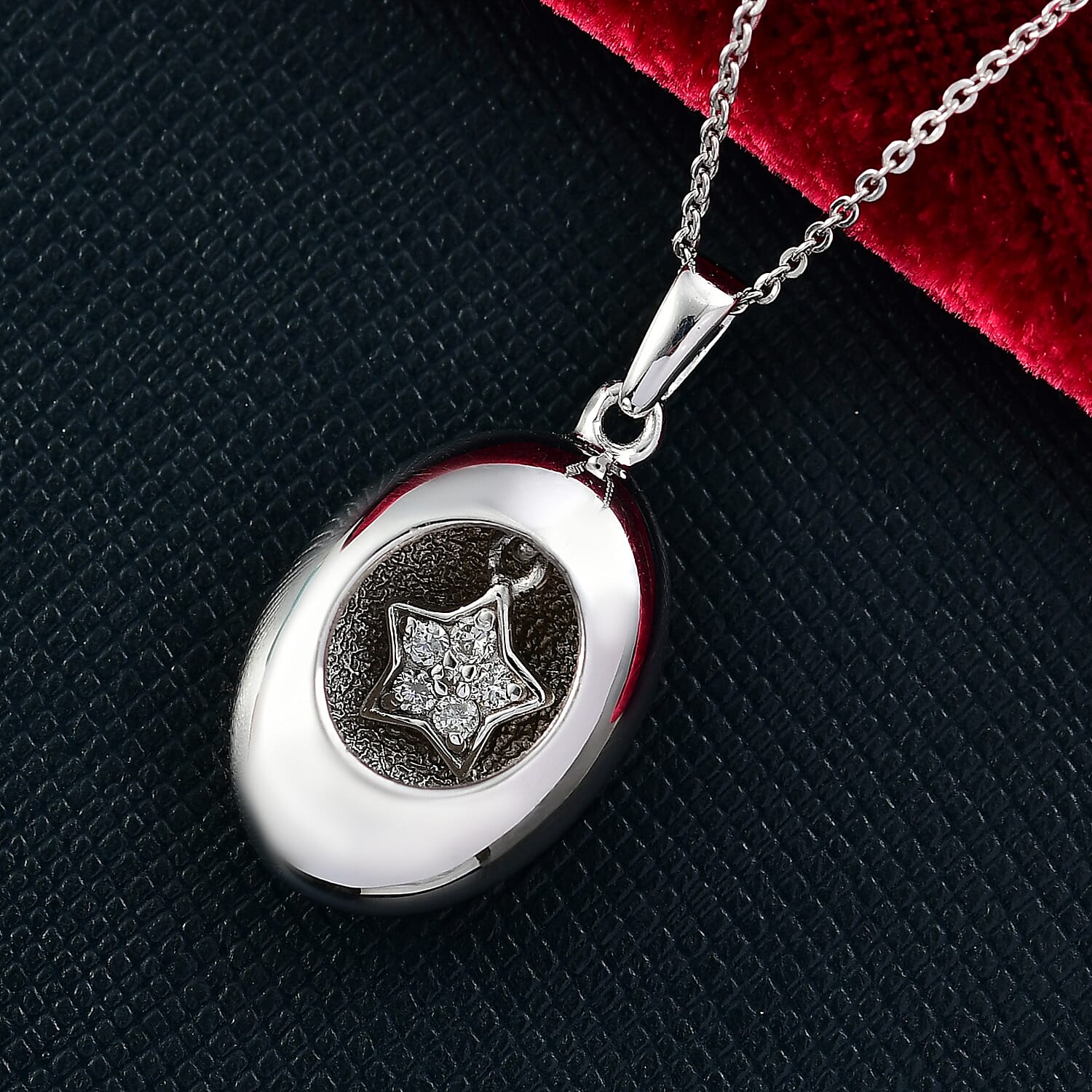 Lab Grown Diamond Pendant with Chain (Size 20) in Rhodium Overlay Sterling Silver 0.01 ct  Silver Wt. 5.4 Gms  0.100  Ct.