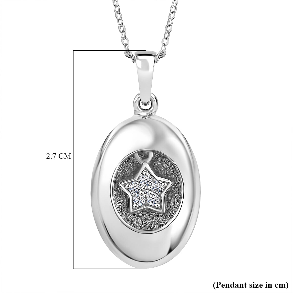 Lab Grown Diamond Pendant with Chain (Size 20) in Rhodium Overlay Sterling Silver 0.01 ct  Silver Wt. 5.4 Gms  0.100  Ct.