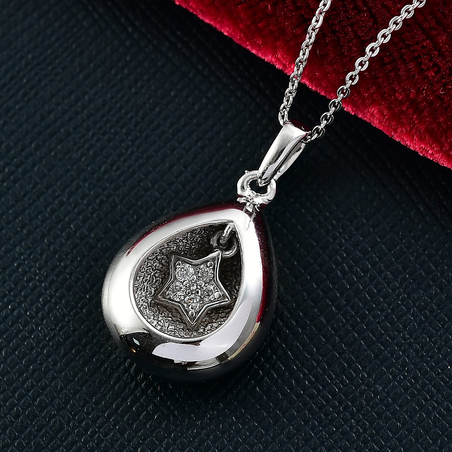 Lab Grown Diamond Pendant with Chain (Size 20) in Rhodium Overlay Sterling Silver 0.01 ct  Silver Wt. 5.4 Gms  0.100  Ct.