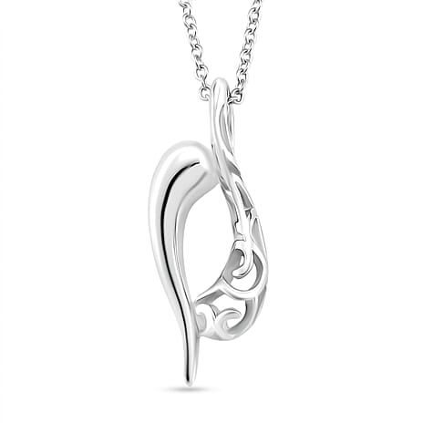 LucyQ Flame Collection - Pendant with Chain (Size 20) in Platinum Overlay and Rhodium Overlay Sterling Silver
