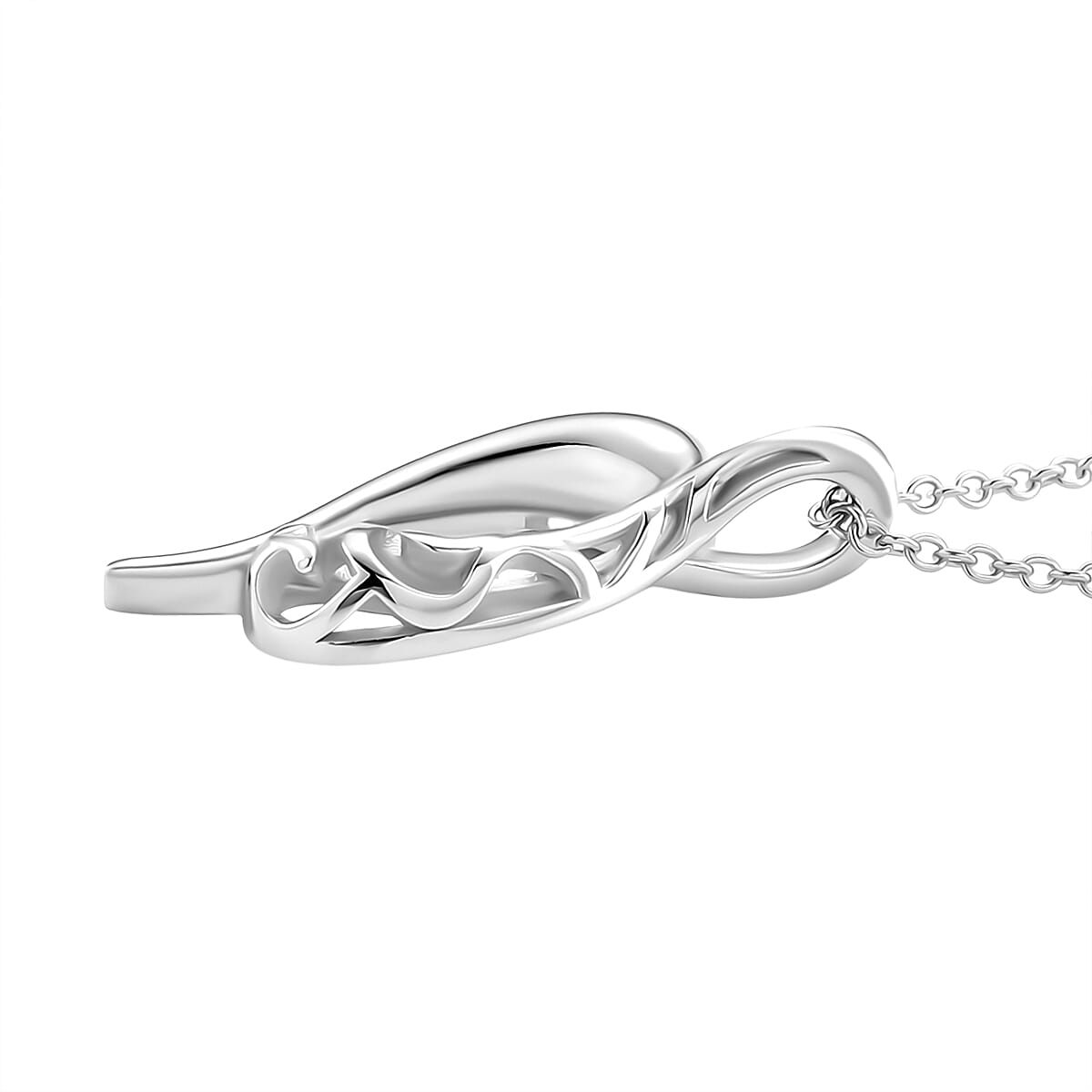LucyQ Flame Collection - Pendant with Chain (Size 20) in Platinum Overlay and Rhodium Overlay Sterling Silver
