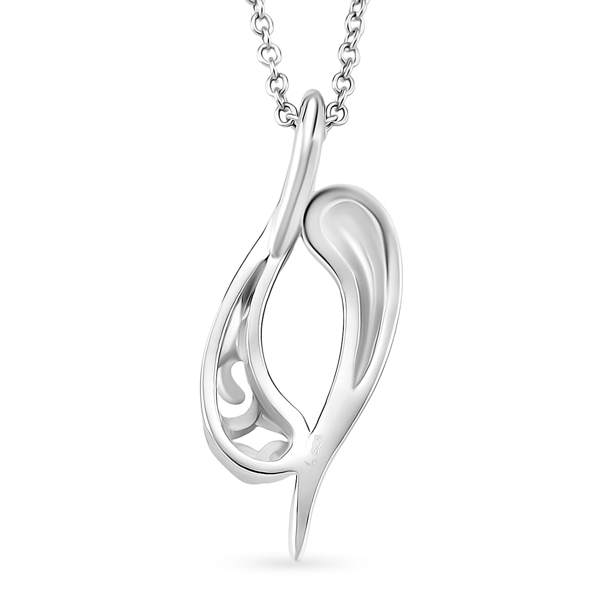 LucyQ Flame Collection - Pendant with Chain (Size 20) in Platinum Overlay and Rhodium Overlay Sterling Silver