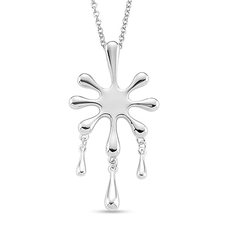 LucyQ Splash Collection - Pendant with Chain (Size 20) in Platinum & Rhodium Overlay Sterling Silver Wt. 6.70 Gms.