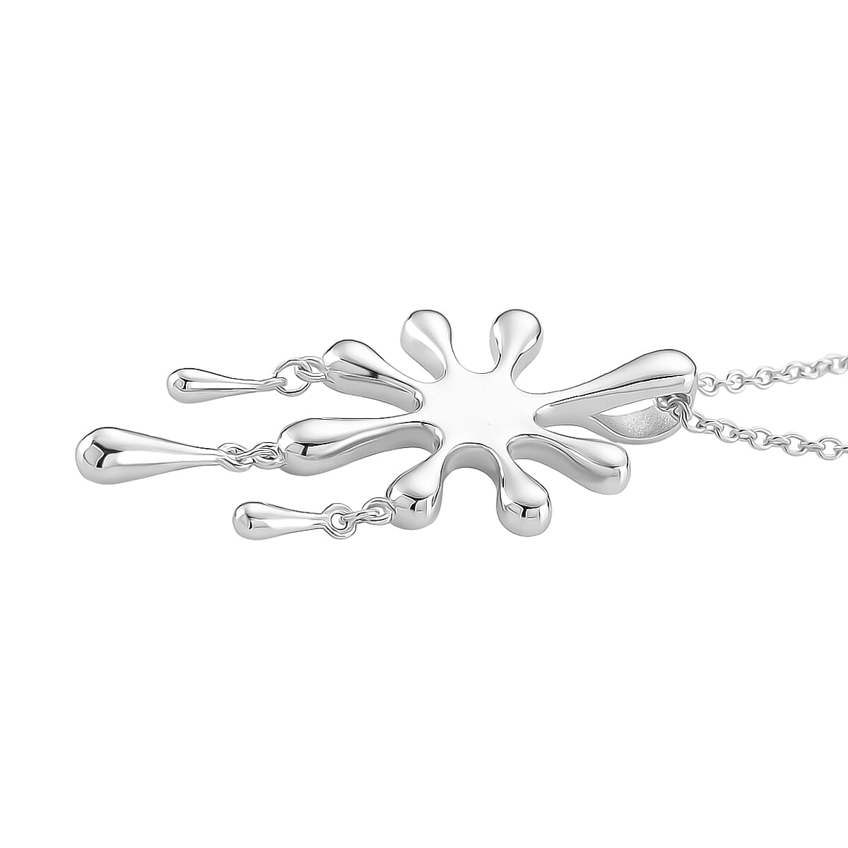 LucyQ Splash Collection - Pendant with Chain (Size 20) in Platinum & Rhodium Overlay Sterling Silver Wt. 6.70 Gms.