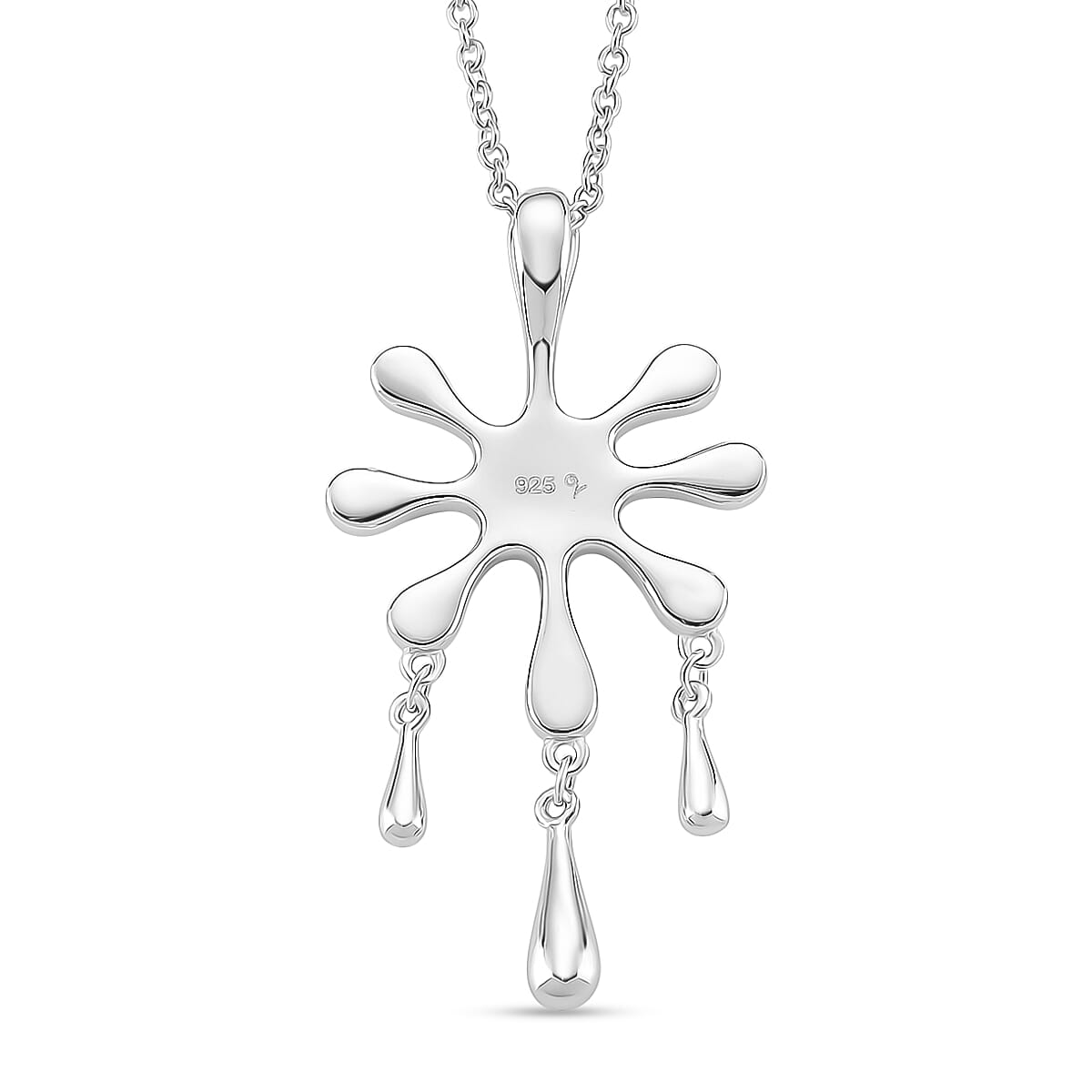 LucyQ Splash Collection - Pendant with Chain (Size 20) in Platinum & Rhodium Overlay Sterling Silver Wt. 6.70 Gms.