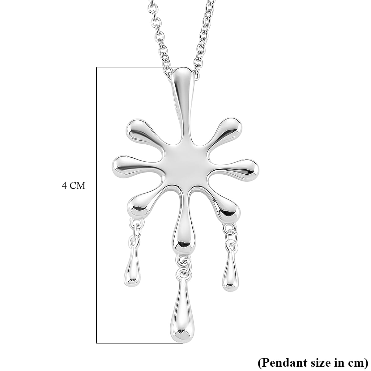 LucyQ Splash Collection - Pendant with Chain (Size 20) in Platinum & Rhodium Overlay Sterling Silver Wt. 6.70 Gms.