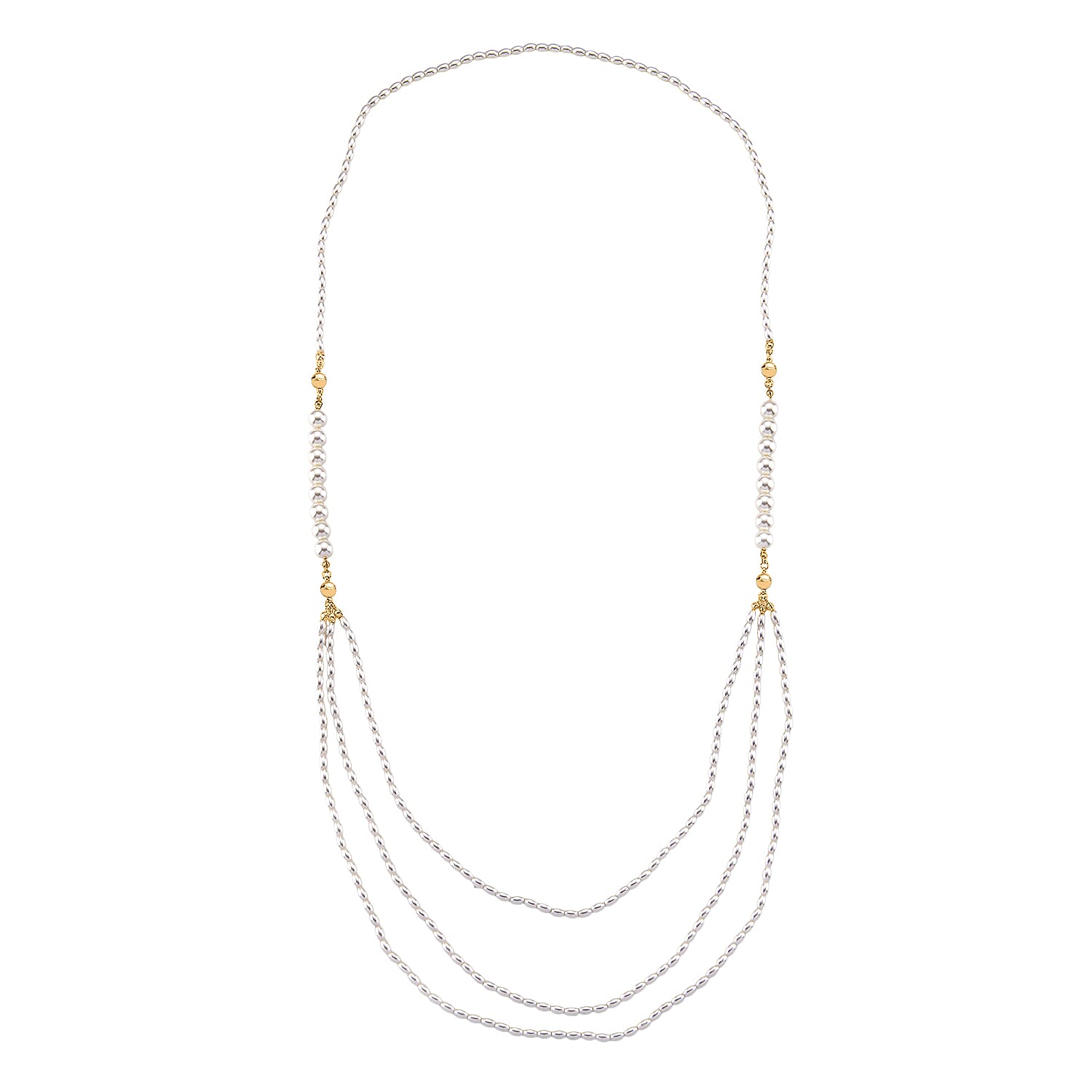 3 Piece Set -  White Shell Pearl Detachable Bracelet and Necklace (Size - 17) with Magnetic Clasp