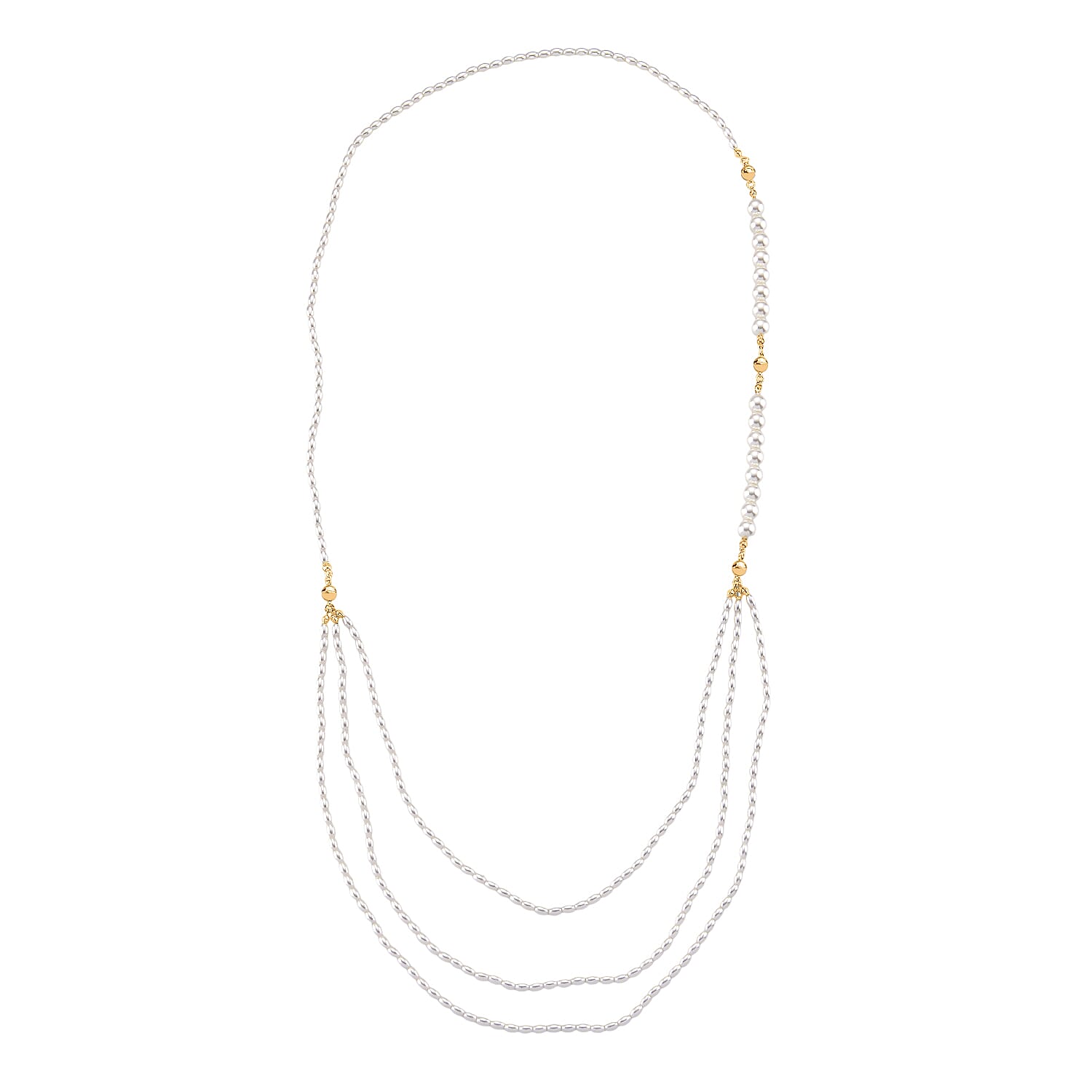 3 Piece Set -  White Shell Pearl Detachable Bracelet and Necklace (Size - 17) with Magnetic Clasp