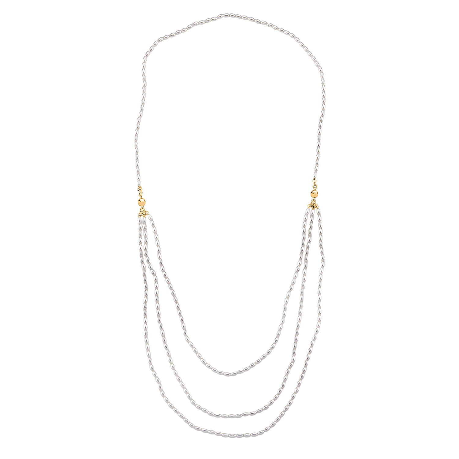 3 Piece Set -  White Shell Pearl Detachable Bracelet and Necklace (Size - 17) with Magnetic Clasp