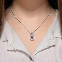 D'Joy RADIANTA GRA Certified 3.30 Ct. Moissanite Halo Pendant with Chain (Size 18) in Rhodium Overlay Sterling Silver (D-VVS1)