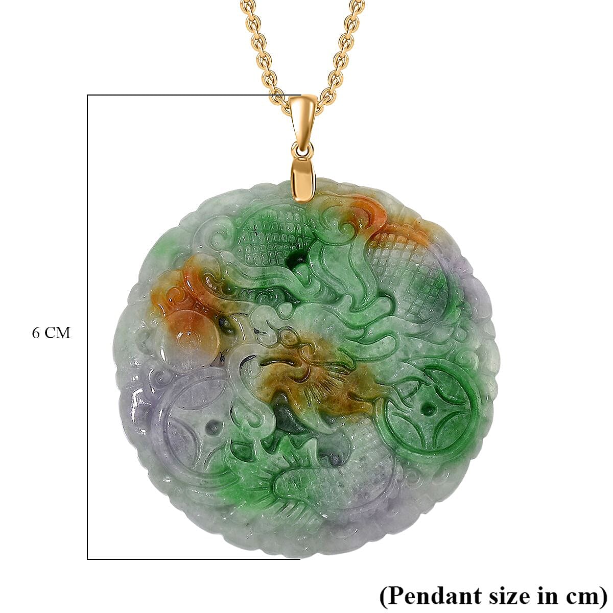 Multi Colour Jade Pendant with Chain (Size 20) in Yellow Gold Plating Sterling Silver 112.00 Ct.