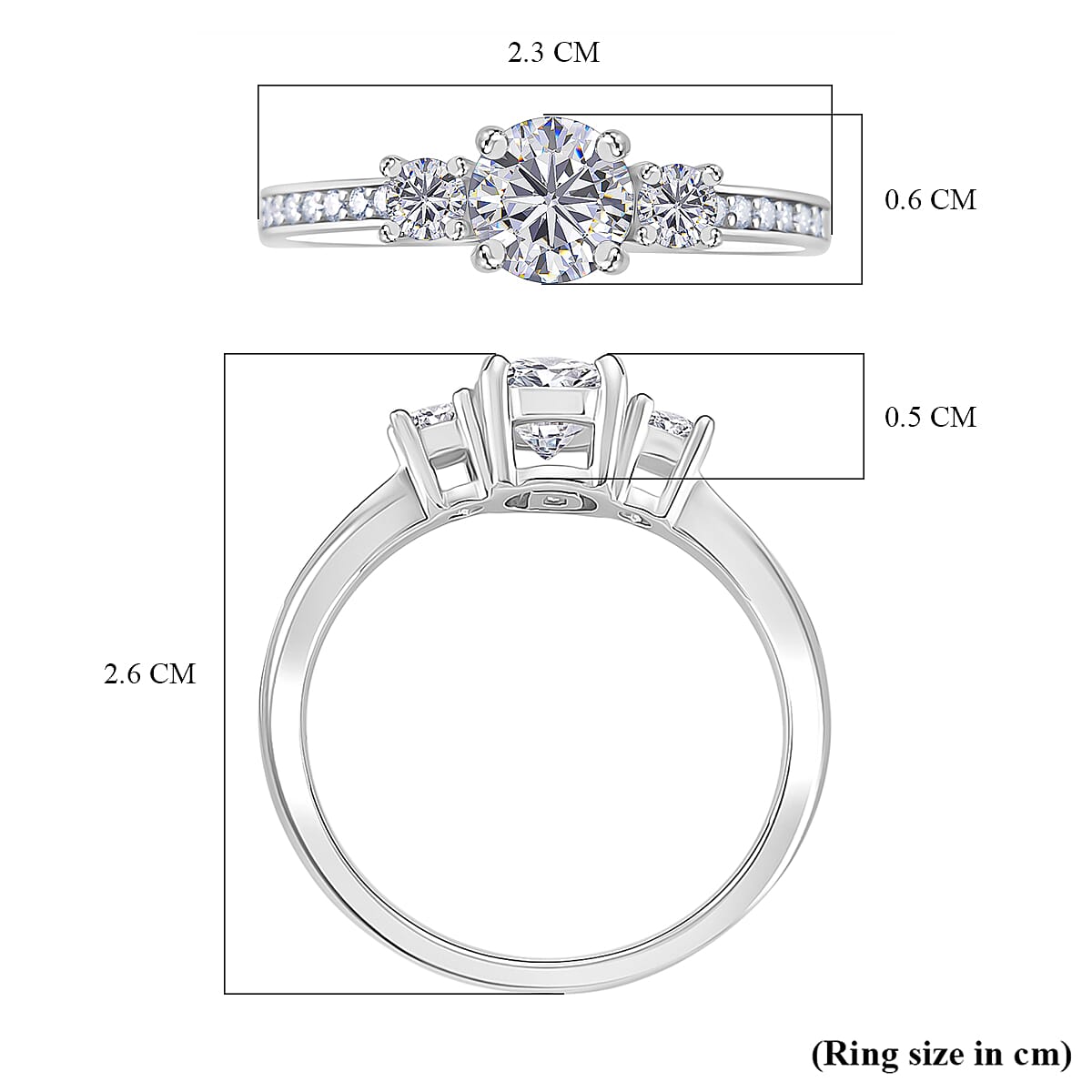 Djoy Set of 2 - RADIANTA Moissanite - GRA Certified D-VVS1 Moissanite Ring in Rhodium Overlay Sterling Silver 1.35 Ct.