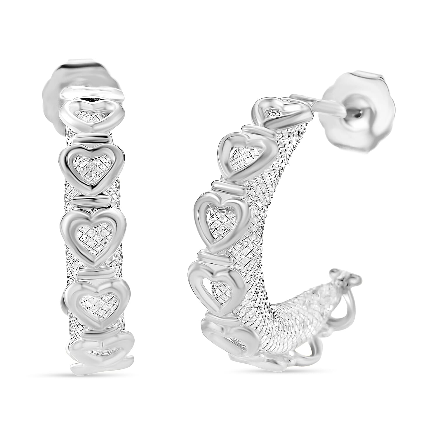 2 Piece Set - Austrian White Crystal Bracelet (Size 8.5 - 2 Ext) & Earring with Push Back in White Gold Plated