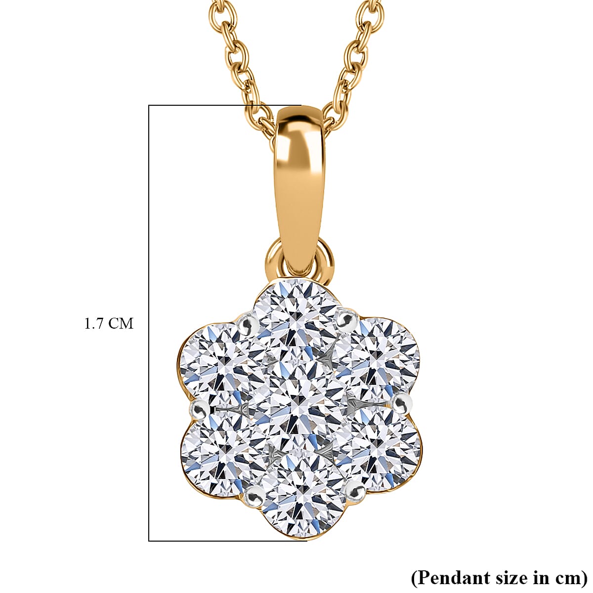 Lab Grown Diamond Pendant (I1-EF) with Chain (Size 18 - 2) in 18K Vermeil Yellow Gold Sterling Silver 1.01 Ct. Lab Grown Diamond Pendant (I1-EF) with Chain (Size 18 - 2) in 18K Vermeil Yellow Gold Sterling Silver 1.01 Ct.