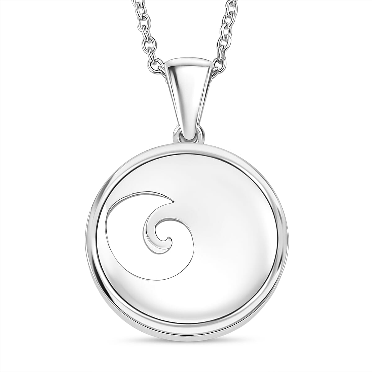 LucyQ Wave Collection - Enamelled Pendant with Cable Chain (Size 18-24) in Yellow Gold Plated & Platinum Overlay Sterling Silver