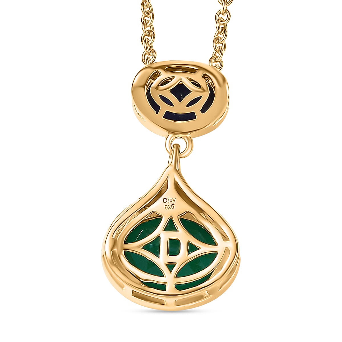 Verde Onyx & Lapis Lazuli Pendant with Chain (Size 20) in Yellow Gold Plating 3.89 Ct.
