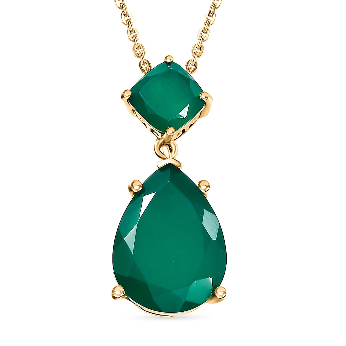 Verde Onyx Pendant with Chain (Size 20) in 14K Yellow Gold Plating Sterling Silver 8.47 Ct.