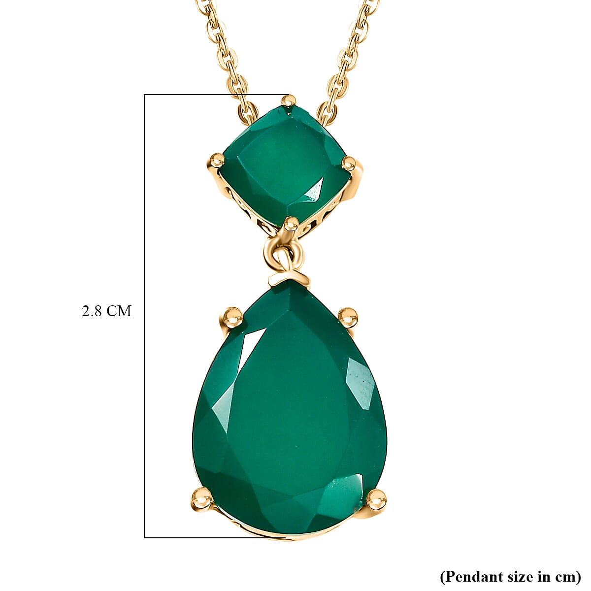 Verde Onyx Pendant with Chain (Size 20) in 14K Yellow Gold Plating Sterling Silver 8.47 Ct.