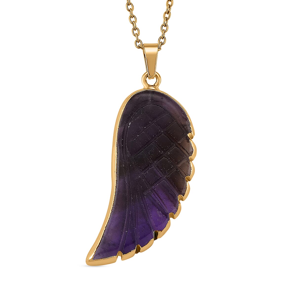 Close Out  Deal - African Amethyst Pendant with Chain (Size 19 - 2 Ext) in Yellow Gold Plated 20.00 Ct.