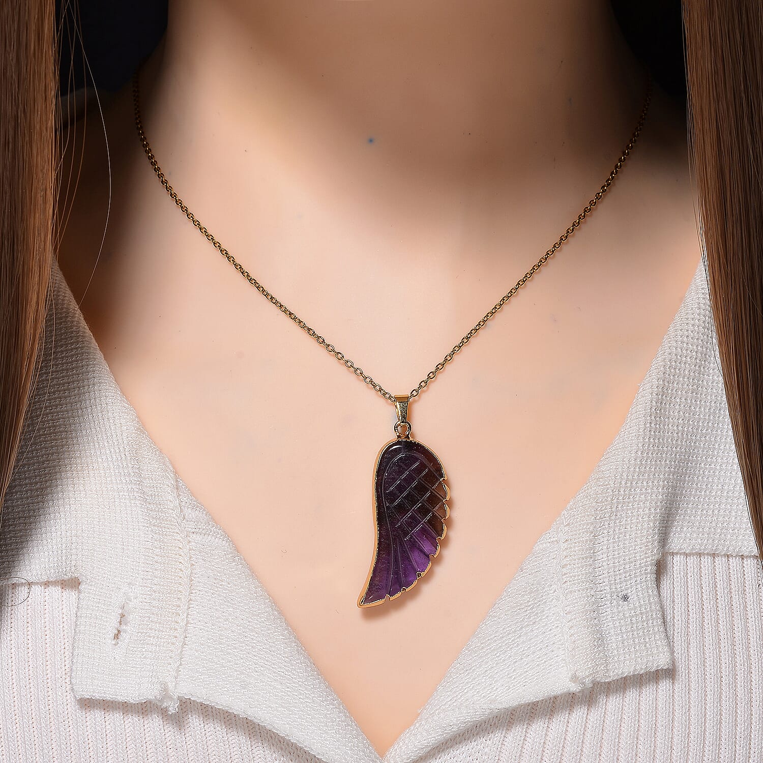 Close Out  Deal - African Amethyst Pendant with Chain (Size 19 - 2 Ext) in Yellow Gold Plated 20.00 Ct.