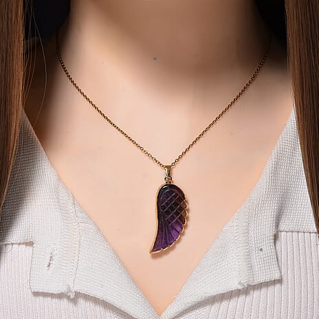 Close Out  Deal - African Amethyst Pendant with Chain (Size 19 - 2 Ext) in Yellow Gold Plated 20.00 Ct.