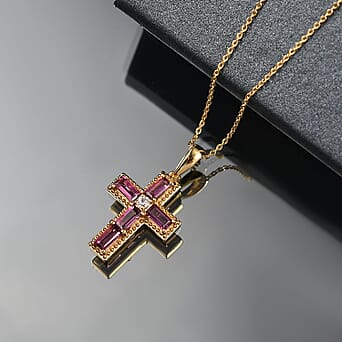 https://tjcuk.sirv.com/Products/44/0/4405557/Rhodolite-Garnet-White-Zircon-Pendant-with-Chain-Size-20-in-18K-YG-Pla_4405557_2.jpg?w=342&h=342