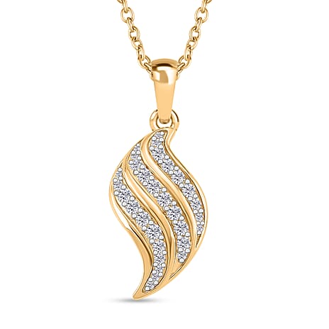 Lucy Q-Flame Collection Moissanite Pendant with Chain (Size 20) in Two Tone Plating Sterling Silver, Silver Wt. 5.30 Gms.