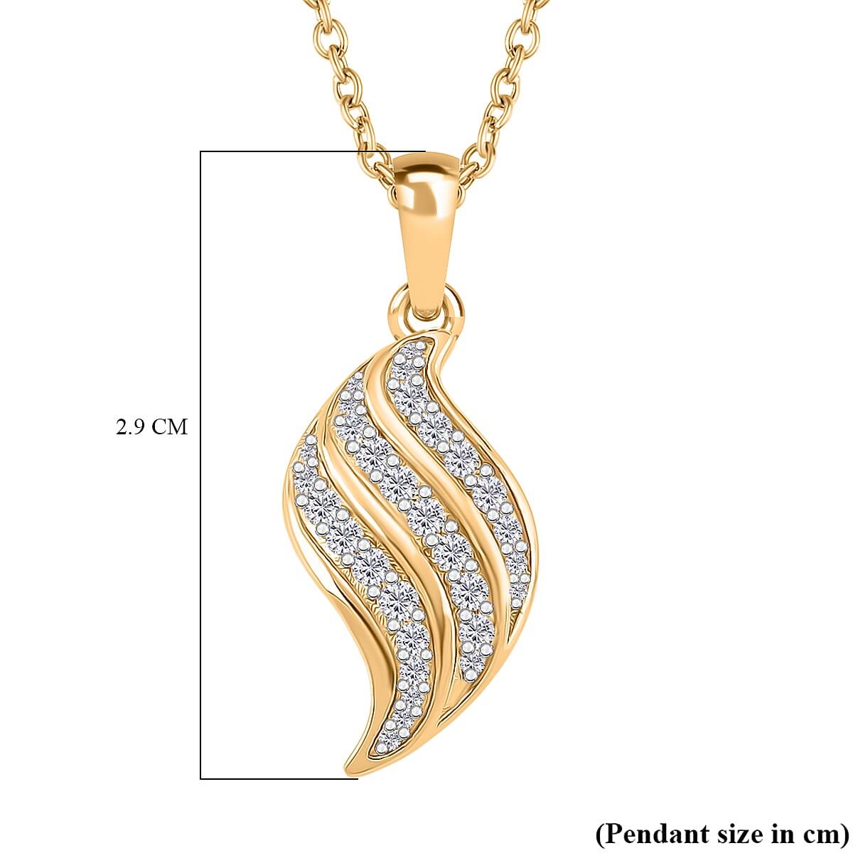 Lucy Q-Flame Collection Moissanite Pendant with Chain (Size 20) in Two Tone Plating Sterling Silver, Silver Wt. 5.30 Gms.