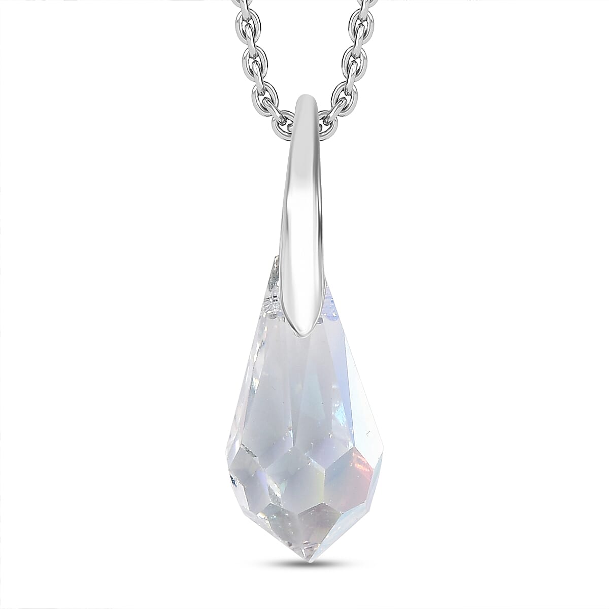 Swarovski Crystal Pendant with Chain (Size 20) in Platinum Overlay Sterling Silver 4.34 Ct.
