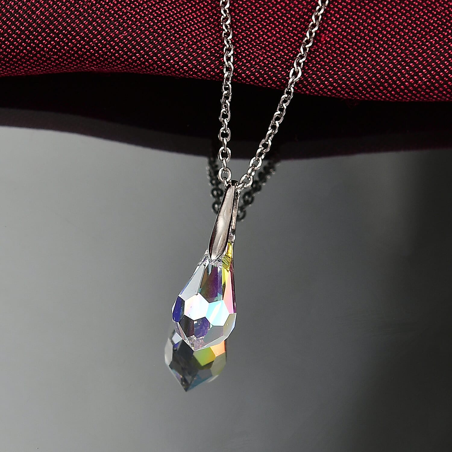 Swarovski Crystal Pendant with Chain (Size 20) in Platinum Overlay Sterling Silver 4.34 Ct.