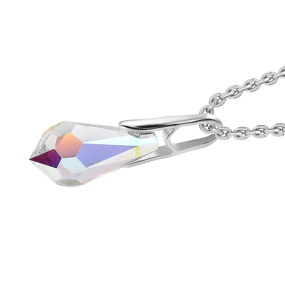 Swarovski Crystal Pendant with Chain (Size 20) in Platinum Overlay Sterling Silver 4.34 Ct.