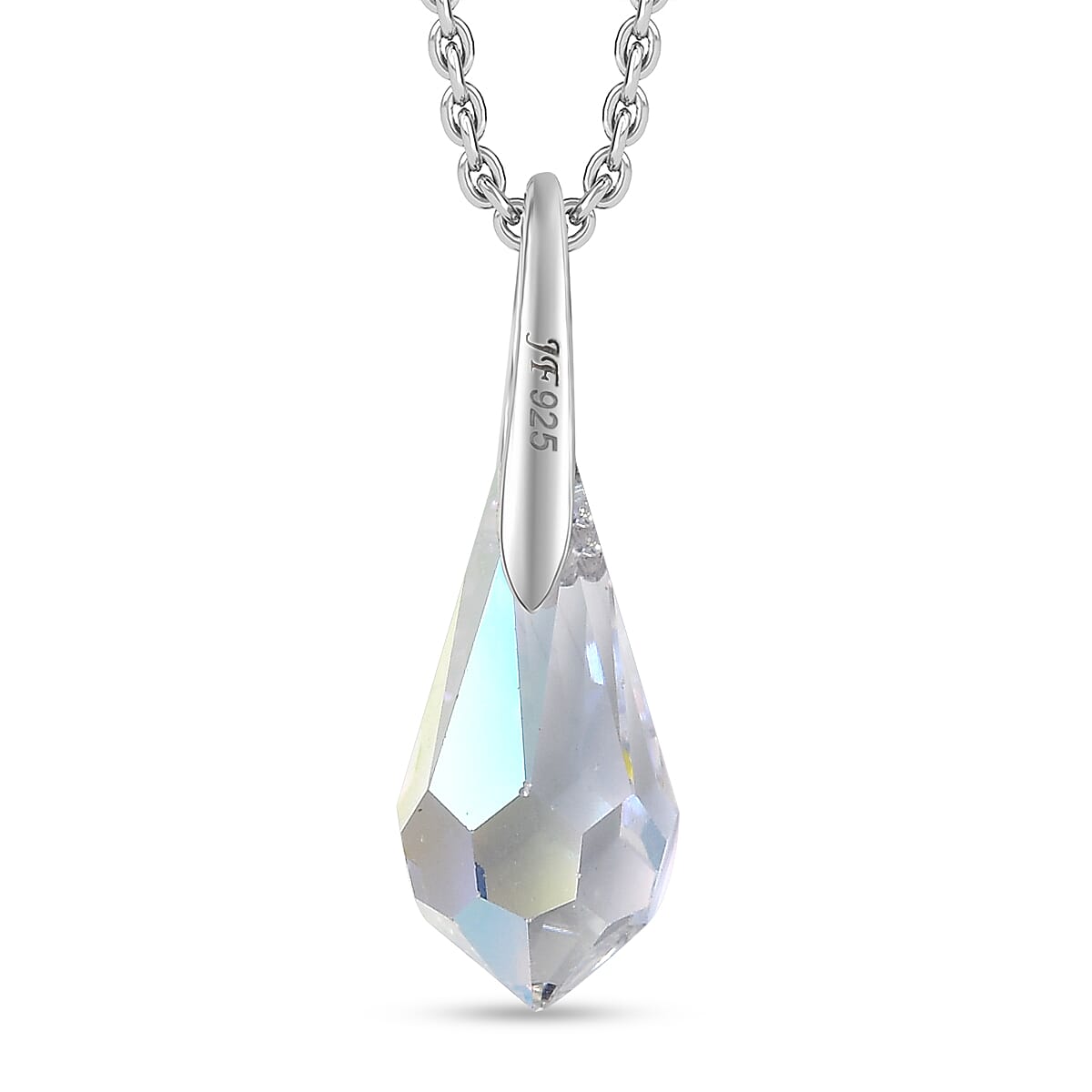 Swarovski Crystal Pendant with Chain (Size 20) in Platinum Overlay Sterling Silver 4.34 Ct.