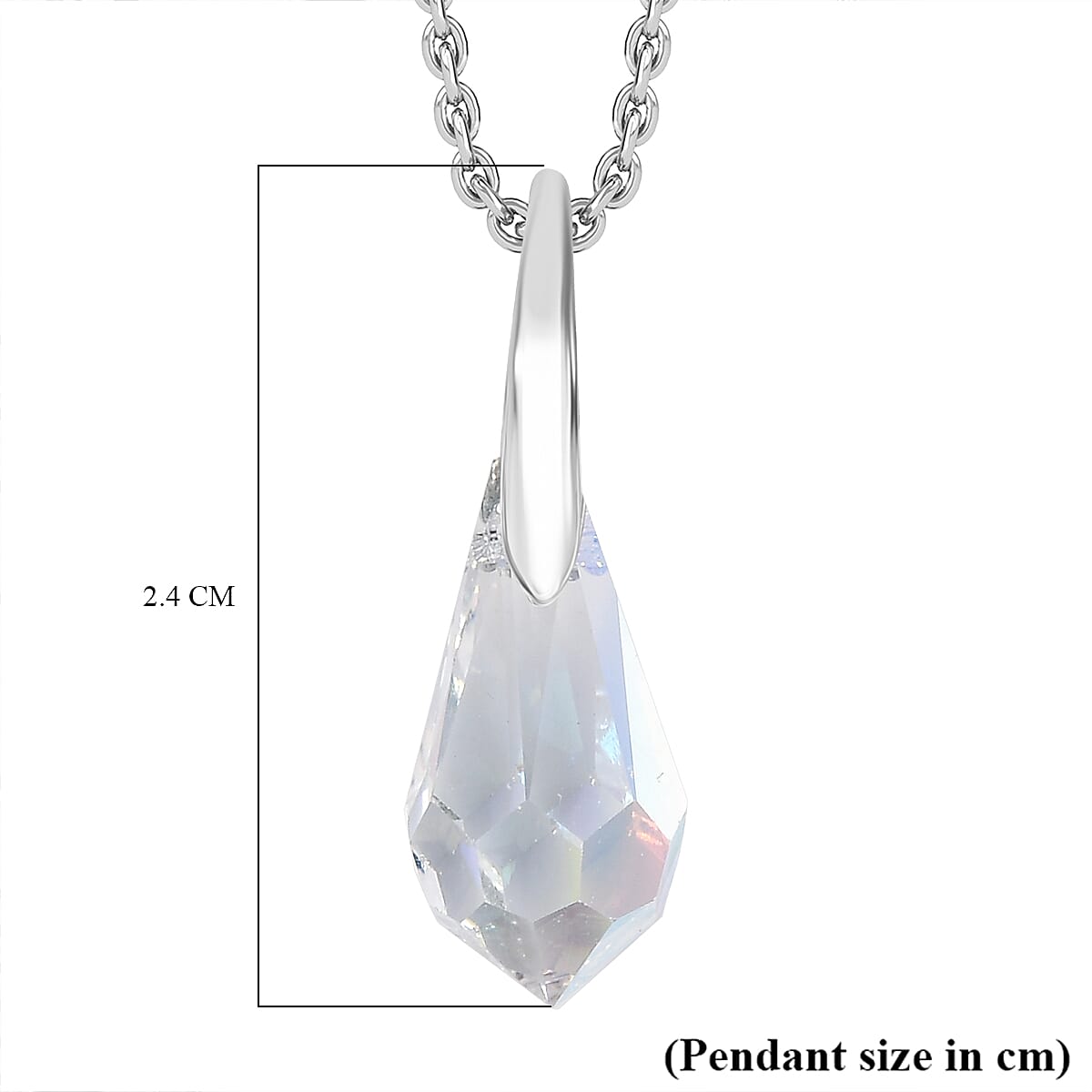 Swarovski Crystal Pendant with Chain (Size 20) in Platinum Overlay Sterling Silver 4.34 Ct.