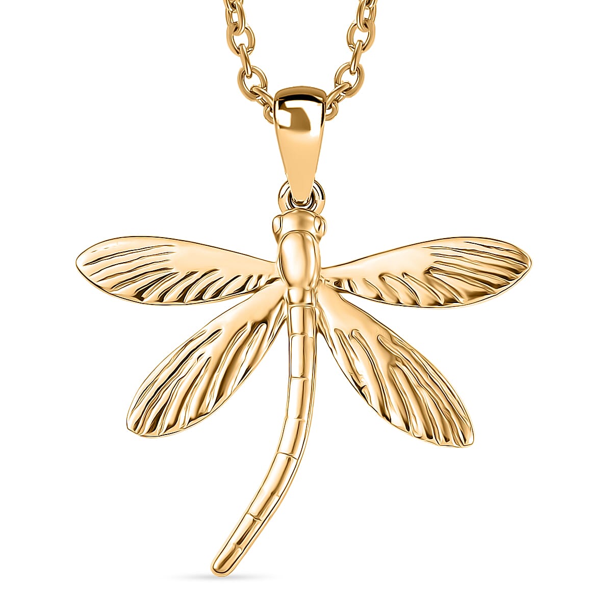 One Time Deal - DragonFly Pendant with Chain (Size 20) in Yellow Gold Plating