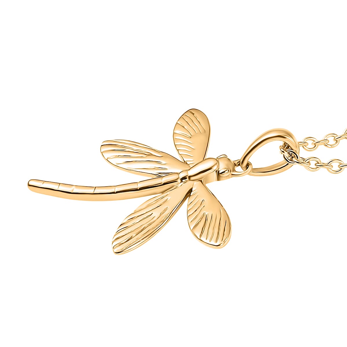 One Time Deal - DragonFly Pendant with Chain (Size 20) in Yellow Gold Plating