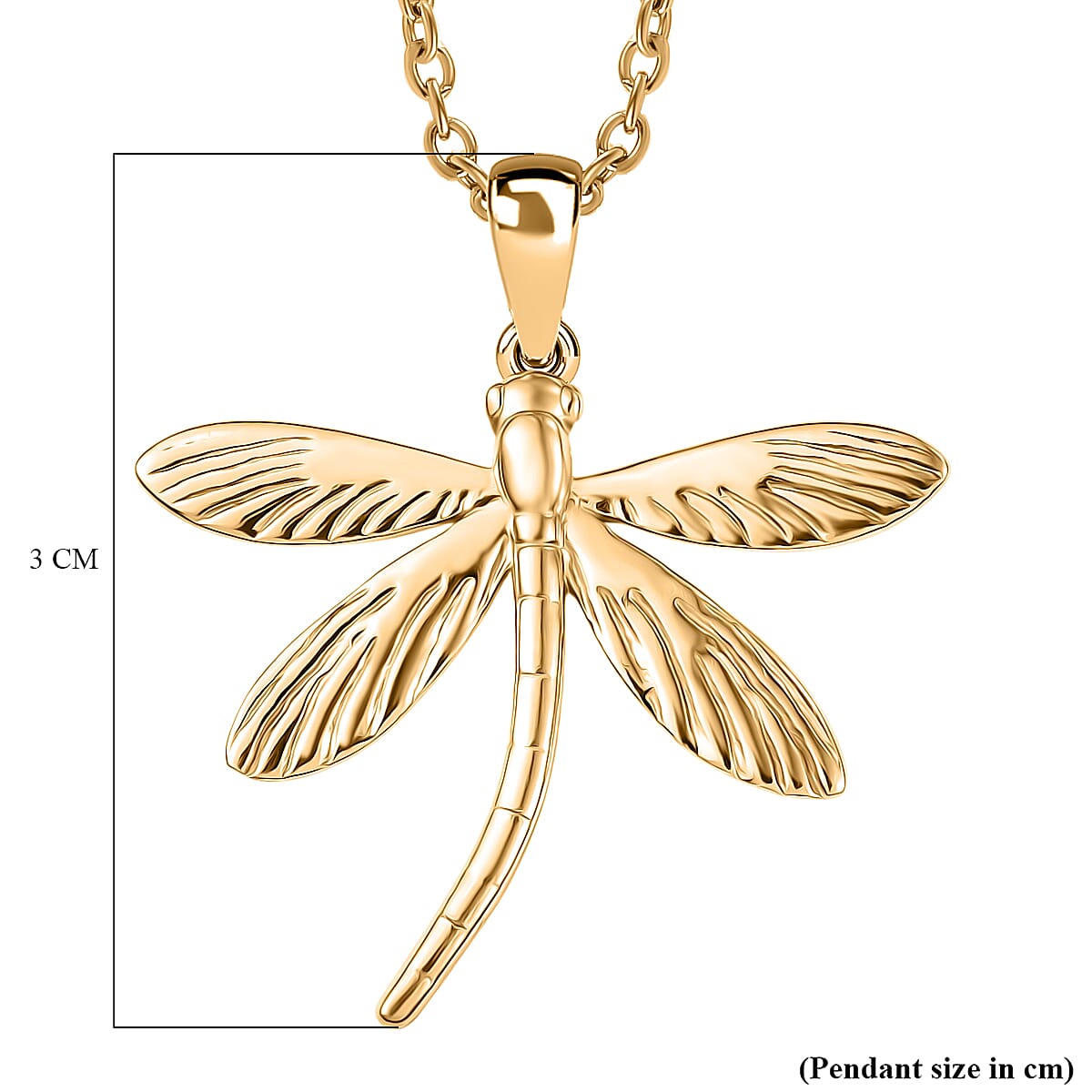 One Time Deal - DragonFly Pendant with Chain (Size 20) in Yellow Gold Plating