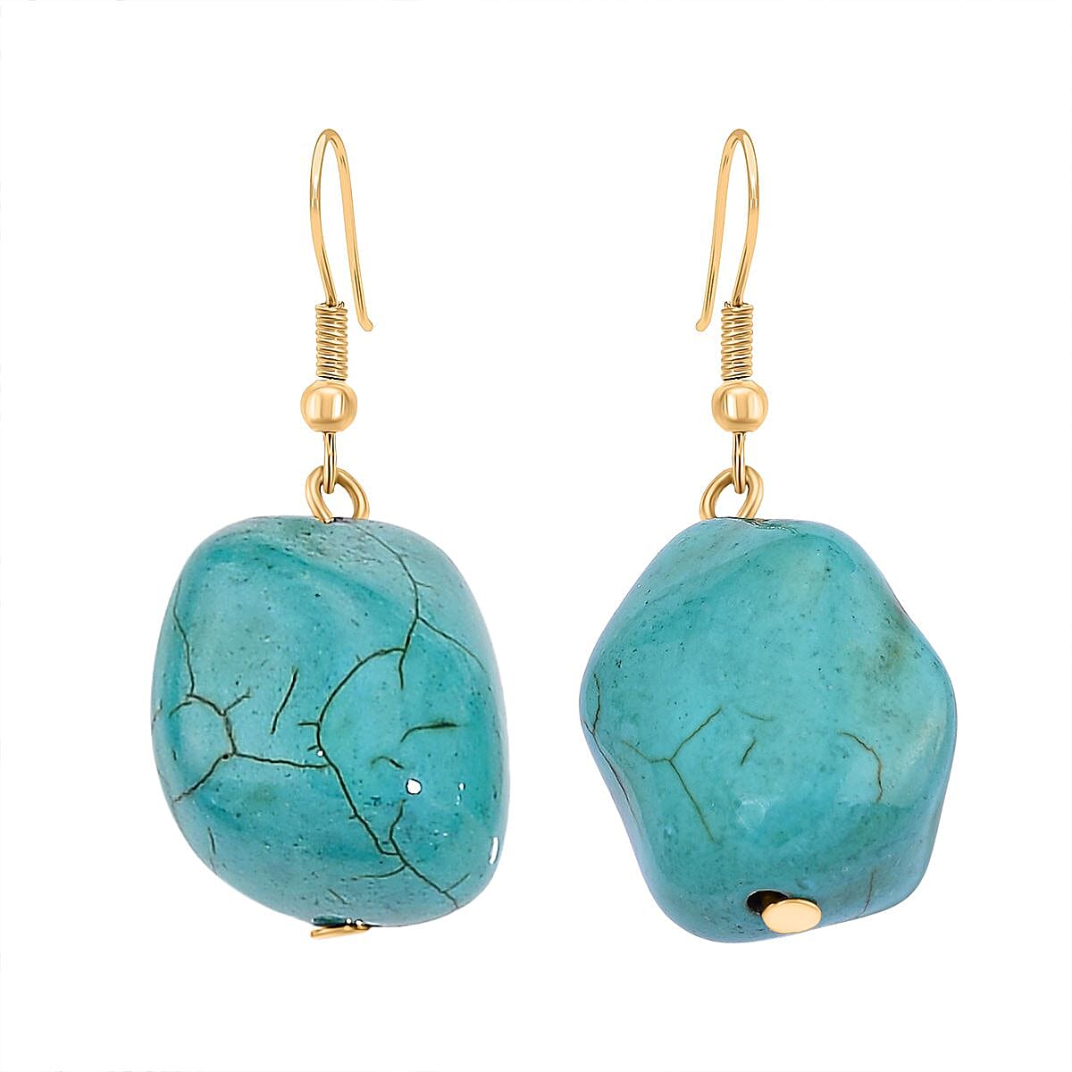 Baroque Shape Blue Howlite & White Shell Pearl Necklace (Size 18 - 2 Ext) with Lobster Clasp & Earrings with Hook 693.00 Ct.