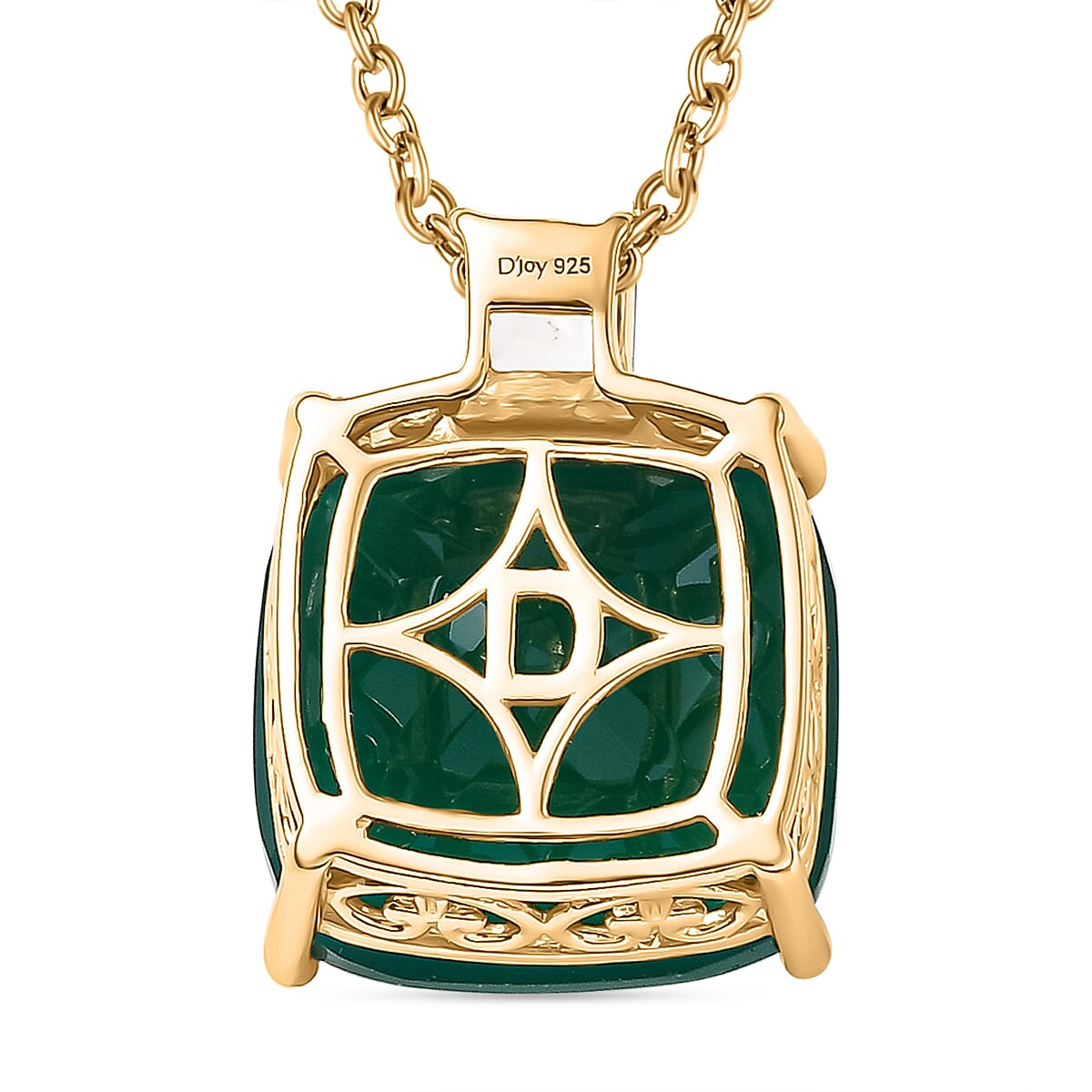 Verde Onyx & White Topaz Pendant with Chain (Size 20) in 14K Yellow Gold Plating Sterling Silver 13.04 Ct.