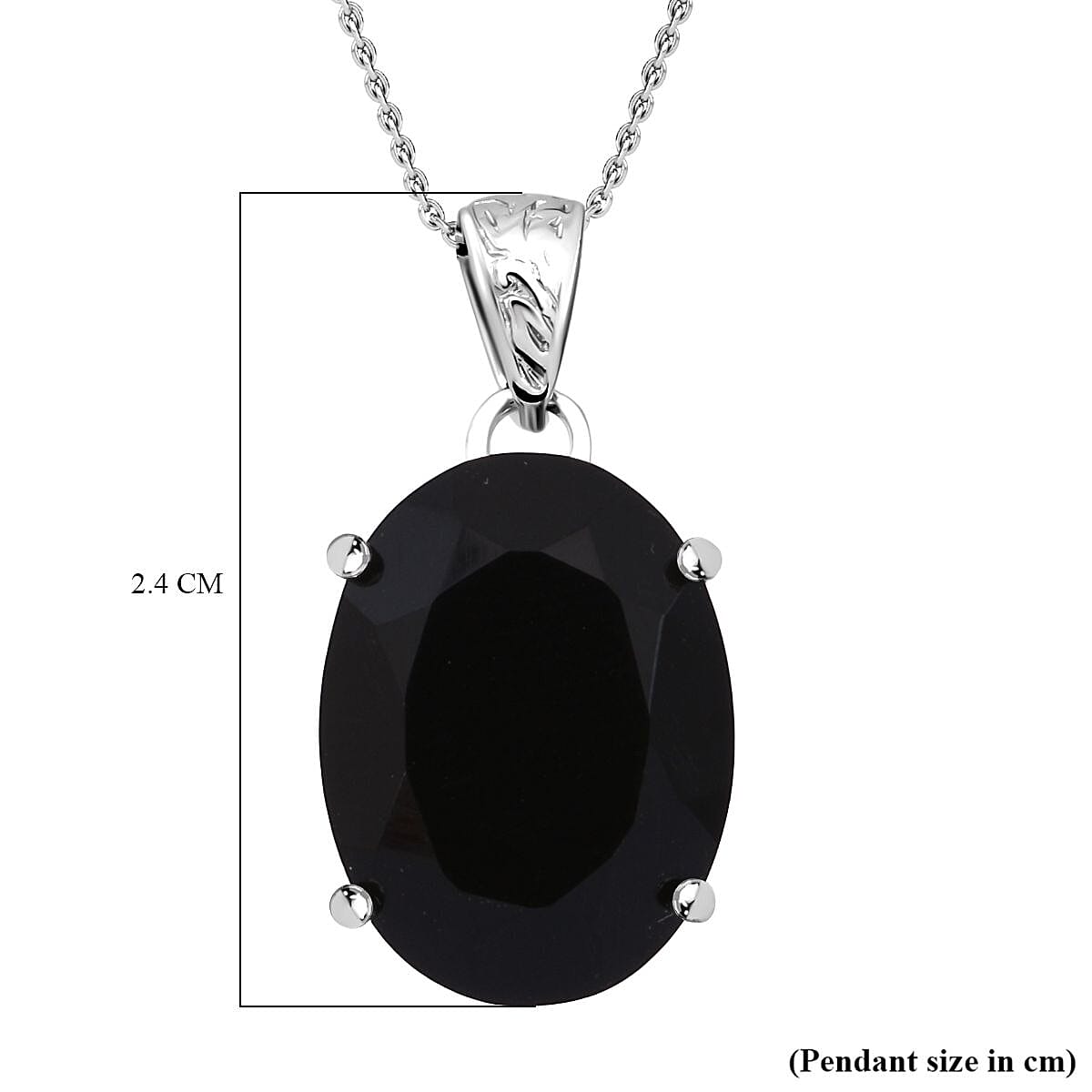 Black Jade Pendant with Chain (Size 20) in Rhodium Overlay Sterling Silver 7.80 Ct.