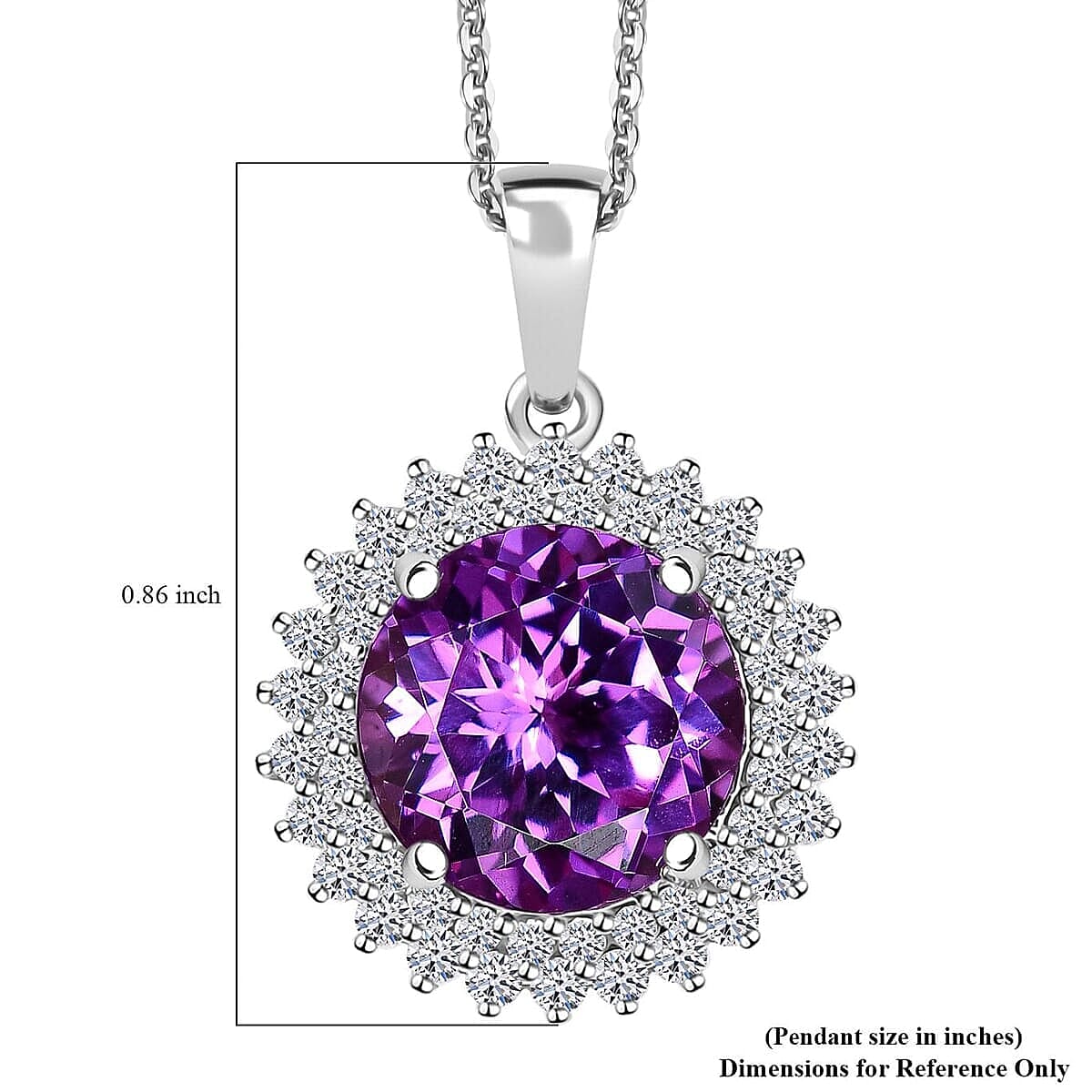 10K White Gold,  Lab Grown Color Change Sapphire,  Lab Grown Diamond Pendant with Chain (Size 18) 6.00ct  Gold Wt. 5.14 Gms  4.480  Ct.