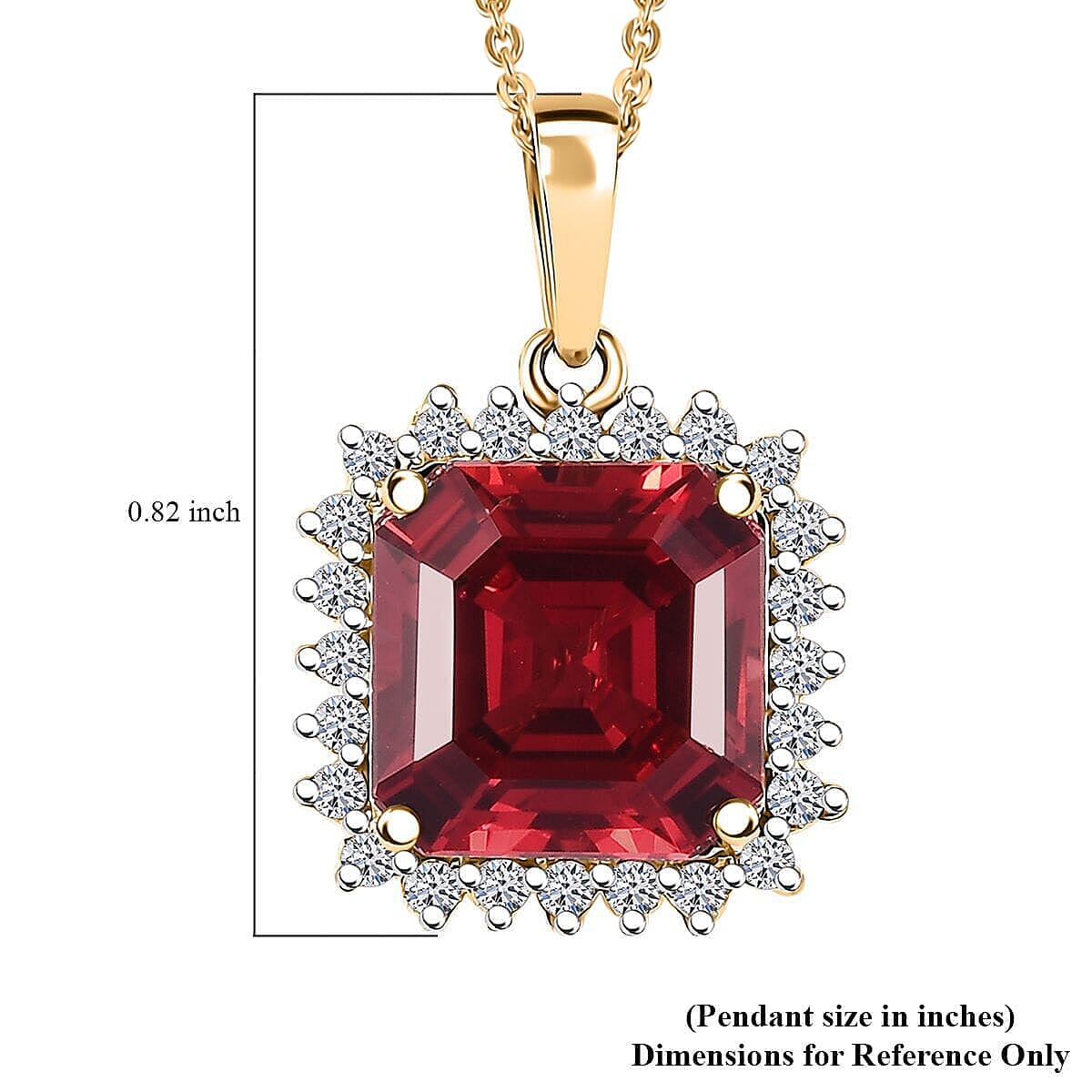 10K Yellow Gold,  Lab Grown Padparadscha Sapphire,  Lab Grown Diamond Pendant with Chain (Size 18) 6.51ct  Gold Wt. 2.71 Gms  5.860  Ct.