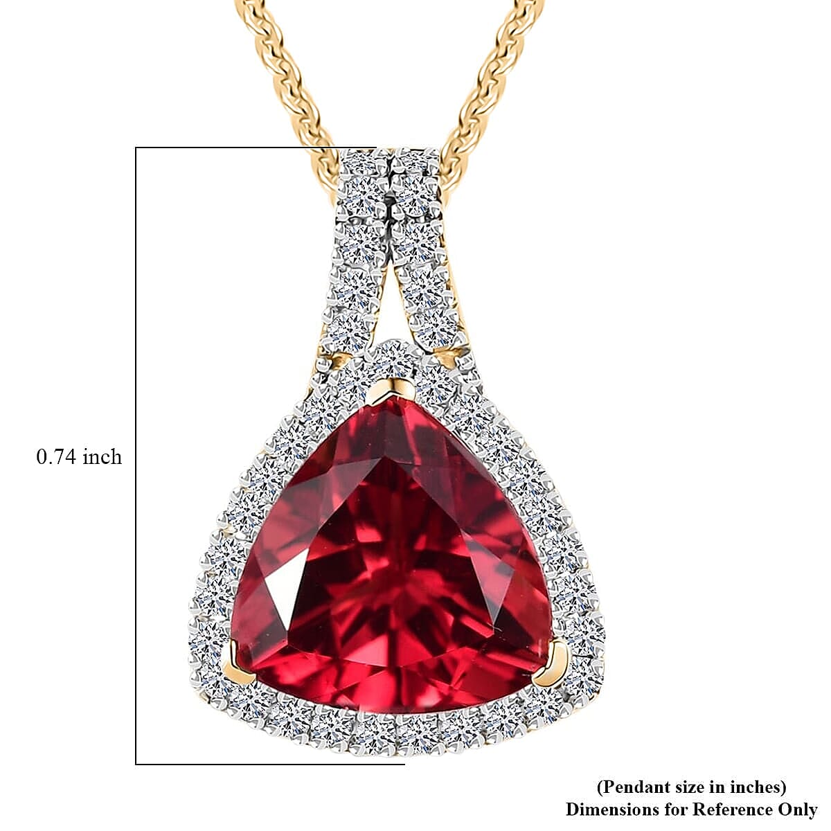 Luxuriant 9K Yellow Gold AGI Certified AAA Lab Grown Padparadscha Sapphire & Lab Grown Diamond (VS-EF) Pendant with Chain (Size 18) 5.09 Ct.