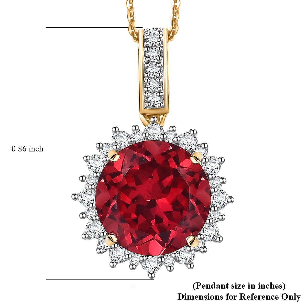 10K Yellow Gold,  Lab Grown Padparadscha Sapphire,  Lab Grown Diamond Pendant with Chain (Size 18) 5.72ct  Gold Wt. 4.73 Gms  4.270  Ct.