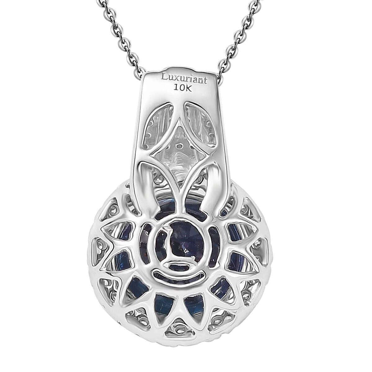 10K White Gold,  Lab Grown Alexandrite,  Lab Grown Diamond Pendant with Chain (Size 18) 5.15ct  Gold Wt. 5.02 Gms  4.190  Ct.