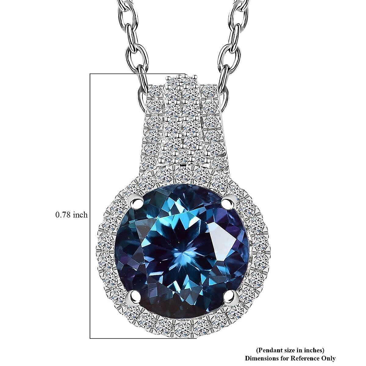 10K White Gold,  Lab Grown Alexandrite,  Lab Grown Diamond Pendant with Chain (Size 18) 5.15ct  Gold Wt. 5.02 Gms  4.190  Ct.