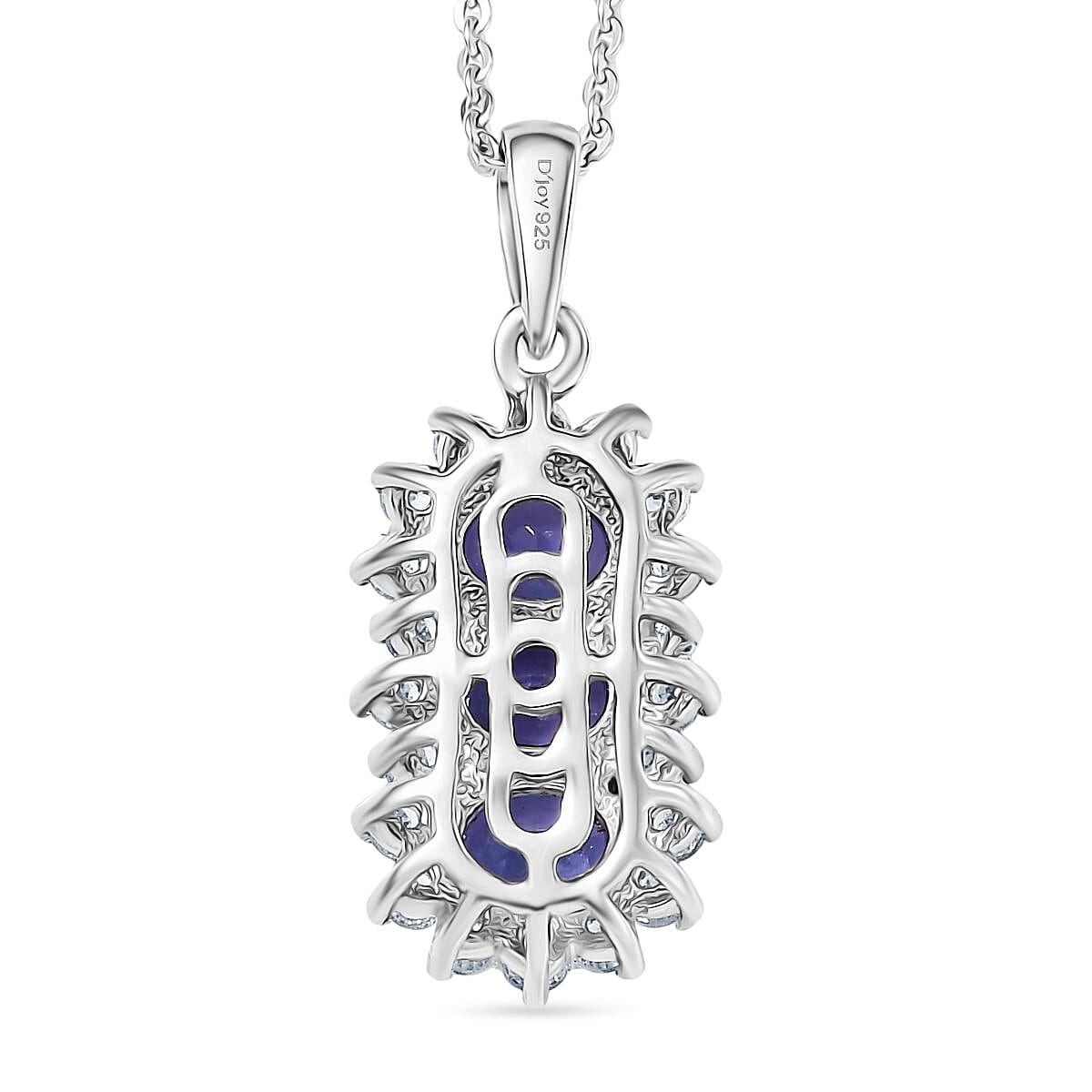 Tanzanite & White Zircon Pendant with Chain (Size 20) in Platinum Overlay Sterling Silver 1.74 Ct.