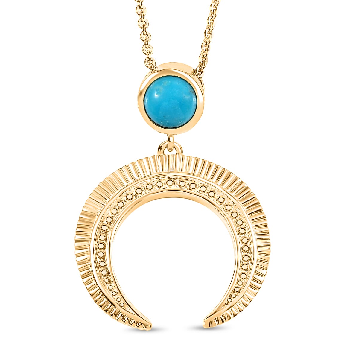 D'joy Sleeping Beauty Turquoise Pendant with Chain (Size 20) in Yellow Gold Plating Sterling Silver