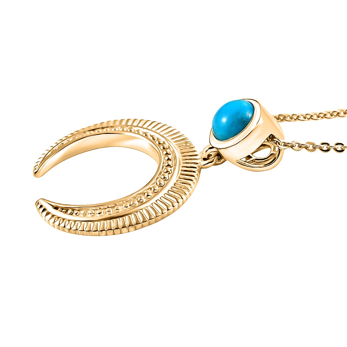 D'joy Sleeping Beauty Turquoise Pendant with Chain (Size 20) in Yellow Gold Plating Sterling Silver