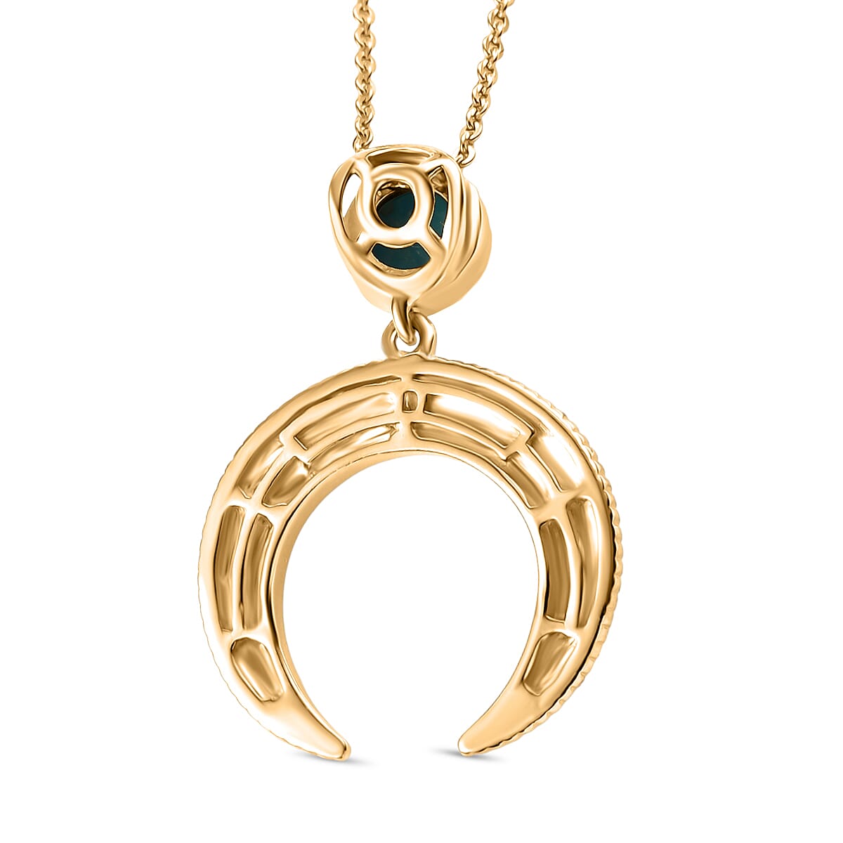 D'joy Sleeping Beauty Turquoise Pendant with Chain (Size 20) in Yellow Gold Plating Sterling Silver